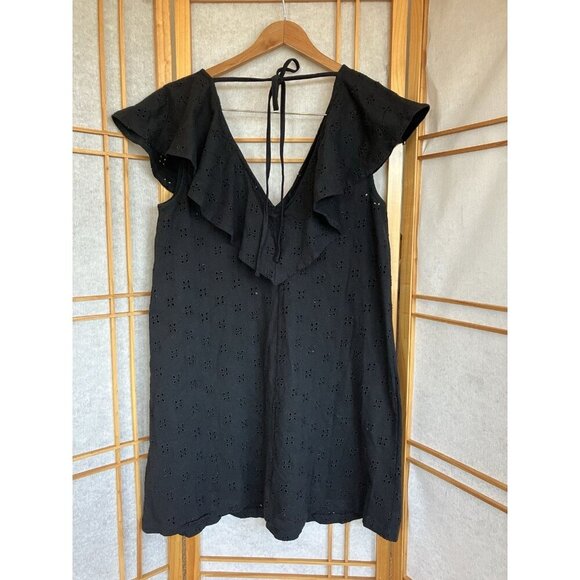 ASOS Design Black Eyelet Dress, NWoT, VNeck, Sz6 Tall, Beach, Boho - Picture 8 of 10